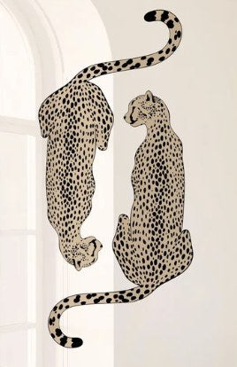 Pair of leopards illustrated kids room wall art print in a custom frame