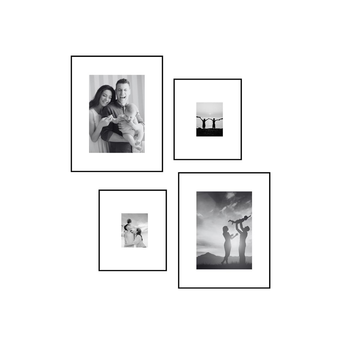 Black Aluminium Frames | Ready to hang | Set of 4