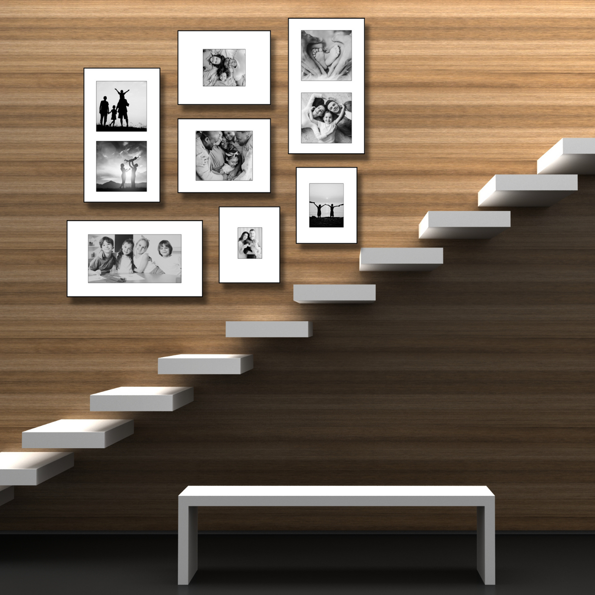 Black Aluminium Frame | Ready To Hang | Set of 7 |