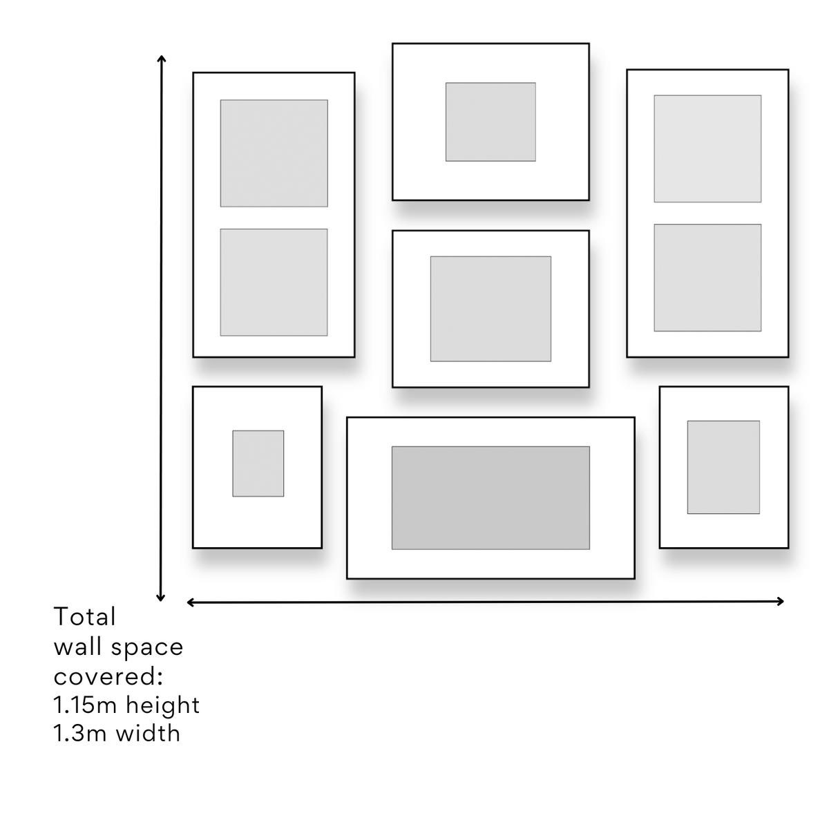 Black Aluminium Frame | Ready To Hang | Set of 7 |
