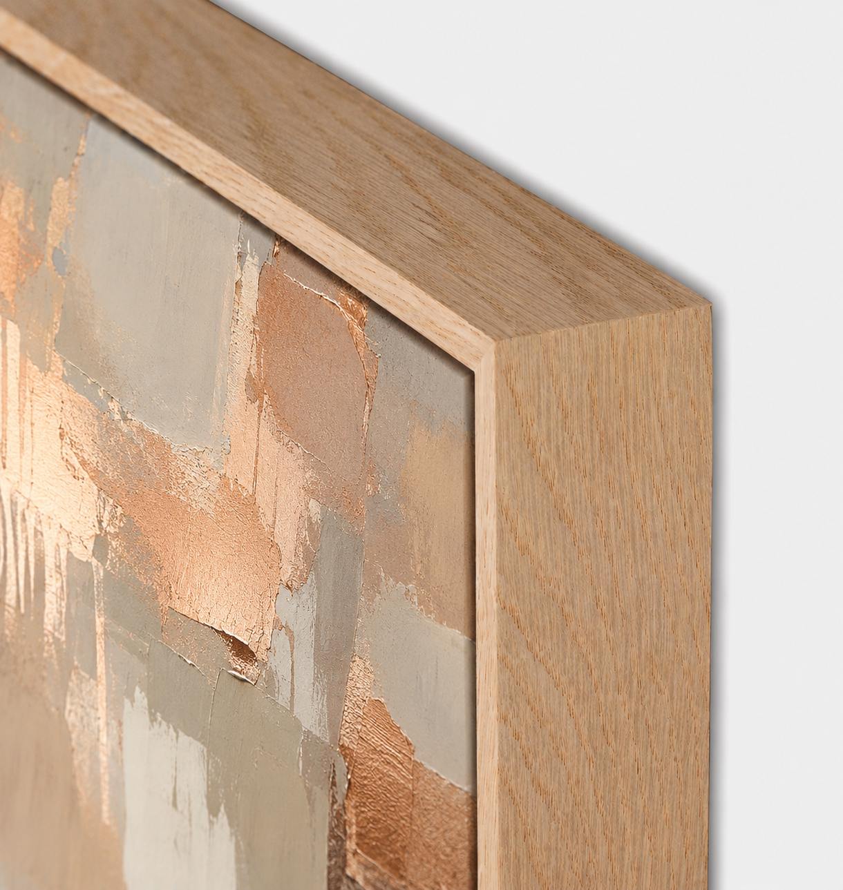 oak shadow box frame corner detail showing custom picture framing craftsmanship, Johannesburg framing studio