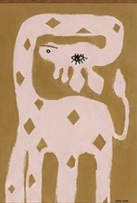 Spotted giraffe children's art print in a custom frame