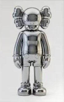 Chrome toy figure sculpture art print in a custom frame for a kids room gallery wall