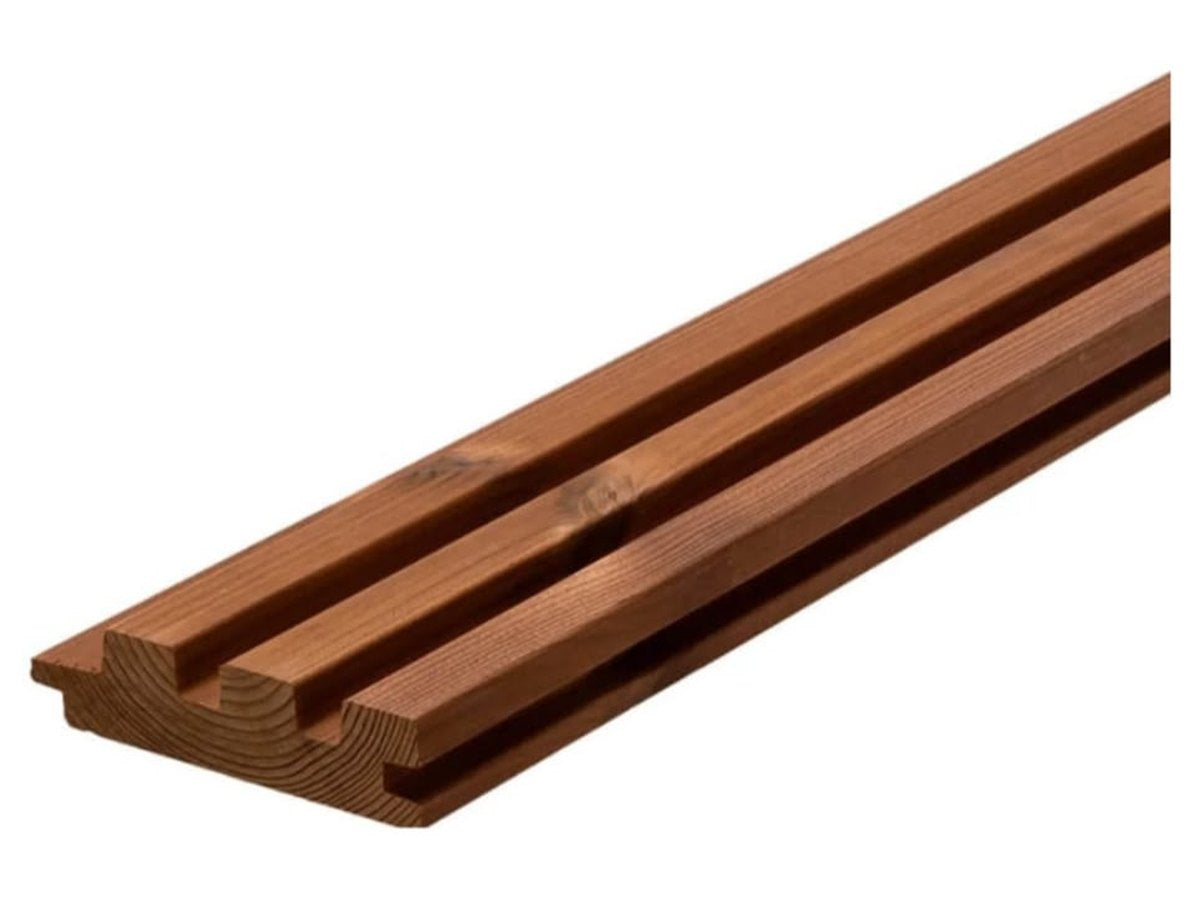 Luna Trio 26x92 thermally modified pine panel, three groove profile